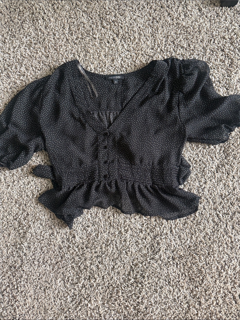 Papermoon Black Polka Dot Peplum Blouse